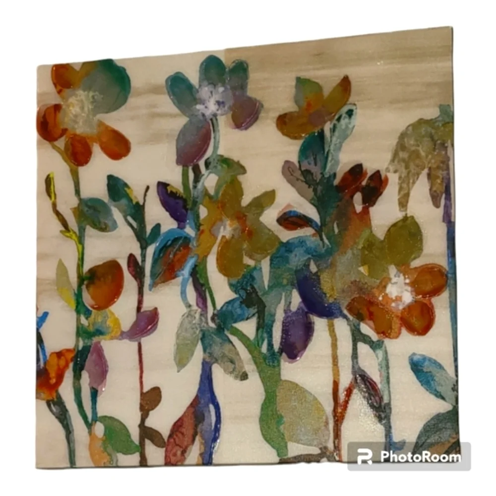 2 two NECTAR by HOLLACK‎ FLORAL FLOWERS CANVAS 14x14